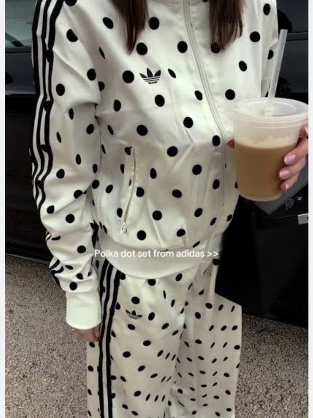 adidas White and Black Polka Dot Track Set